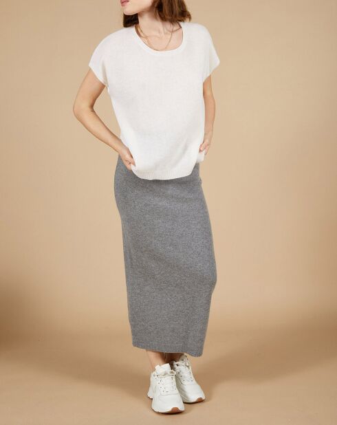 Pull 100% Cachemire Marion à bandes au dos écru