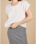 Pull 100% Cachemire Marion à bandes au dos écru