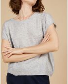 Pull 100% Cachemire Marion à bandes au dos gris chiné