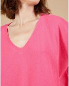 Pull poncho 100% Cachemire Kelly col V manches courtes tulipe