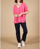 Pull poncho 100% Cachemire Kelly col V manches courtes tulipe