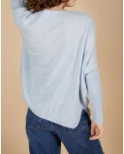 Pull poncho 100% Cachemire Emma col V ciel