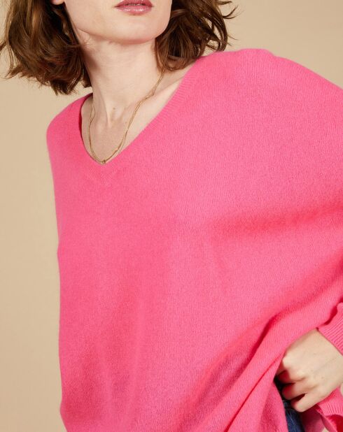 Pull poncho 100% Cachemire Emma col V tulipe