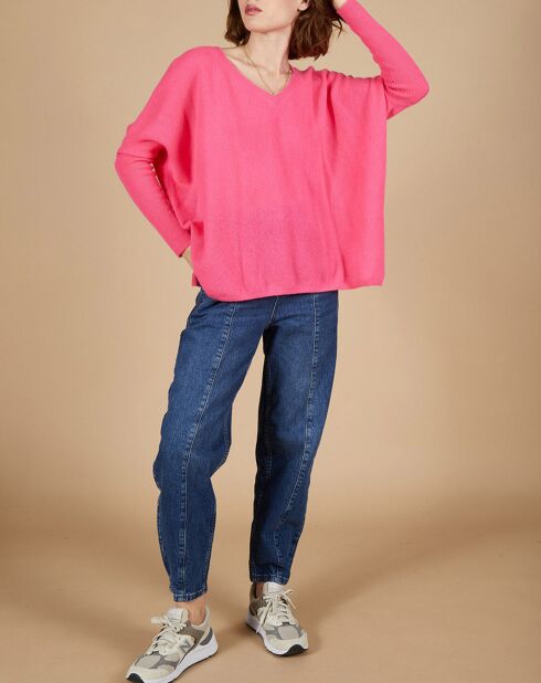 Pull poncho 100% Cachemire Emma col V tulipe