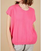 Pull 100% Cachemire manches courtes Charline boutons au dos tulipe