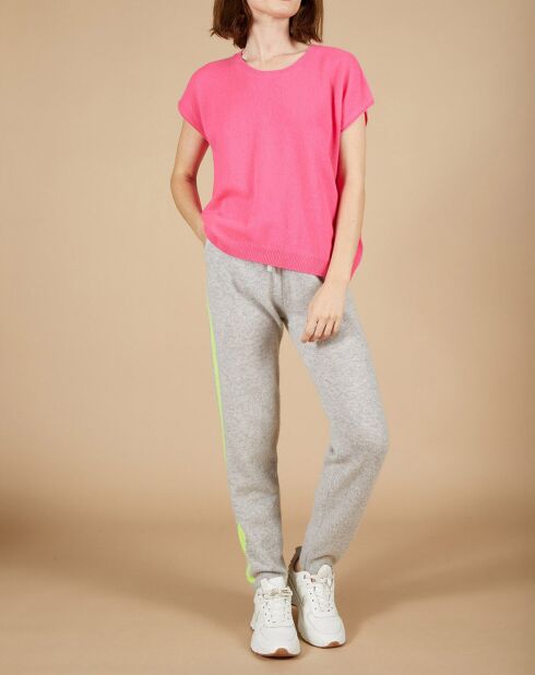 Pull 100% Cachemire manches courtes Charline boutons au dos tulipe