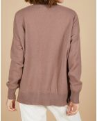 Pull 100% Cachemire Iris Col V profond oversize taupe
