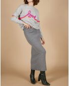 Pull 100% Cachemire Beyonce col rond gris chiné clair