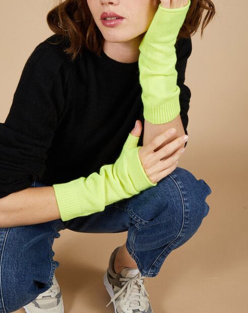 Mitaines 100% Cachemire Mindy jaune fluo
