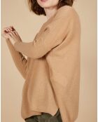 Pull poncho 100% Cachemire Alizée col rond camel