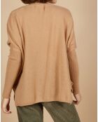 Pull poncho 100% Cachemire Alizée col rond camel
