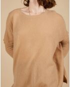 Pull poncho 100% Cachemire Alizée col rond camel