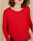 Pull poncho 100% Cachemire Alizée col rond rouge carmen