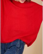 Pull poncho 100% Cachemire Alizée col rond rouge carmen