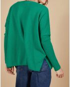 Pull poncho 100% Cachemire Alizée col rond vert impérial