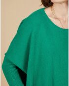 Pull poncho 100% Cachemire Alizée col rond vert impérial