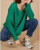 Pull poncho 100% Cachemire Alizée col rond vert impérial