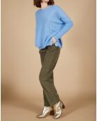 Pull poncho 100% Cachemire Alizée col rond bleu topaze