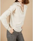 Pull 100% Cachemire Audrey col zippé écru