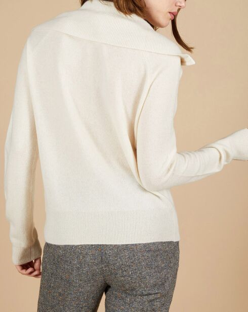 Pull 100% Cachemire Audrey col zippé écru