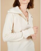 Pull 100% Cachemire Audrey col zippé écru
