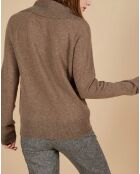 Pull 100% Cachemire Audrey col zippé marron