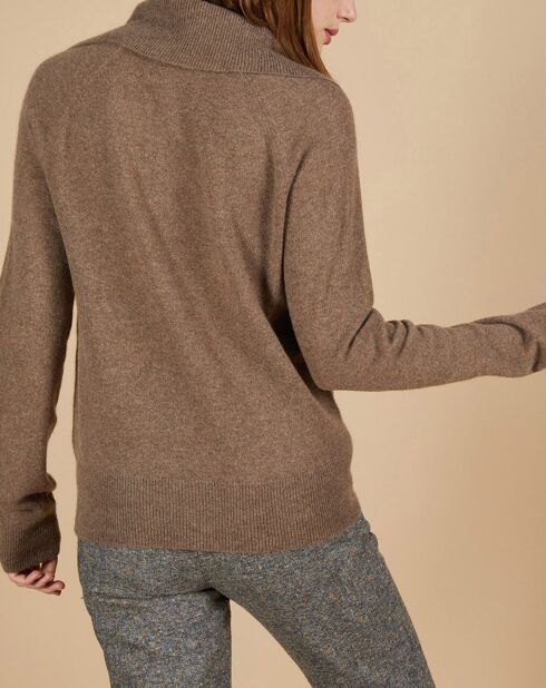 Pull 100% Cachemire Audrey col zippé marron
