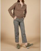 Pull 100% Cachemire Audrey col zippé marron