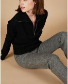 Pull 100% Cachemire Audrey col zippé noir