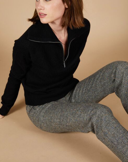 Pull 100% Cachemire Audrey col zippé noir
