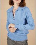 Pull 100% Cachemire Audrey col zippé topaze
