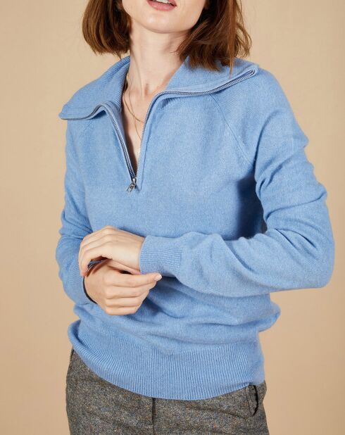 Pull 100% Cachemire Audrey col zippé topaze
