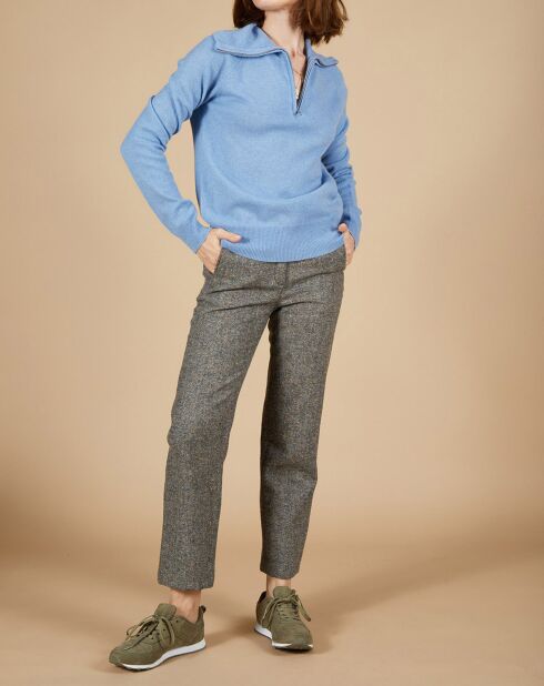 Pull 100% Cachemire Audrey col zippé topaze