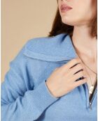 Pull 100% Cachemire Audrey col zippé topaze