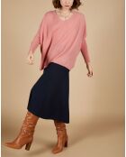 Pull poncho 100% Cachemire Emma col V bois de rose