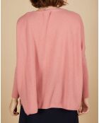Pull poncho 100% Cachemire Emma col V bois de rose