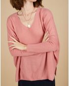 Pull poncho 100% Cachemire Emma col V bois de rose