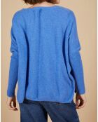 Pull poncho 100% Cachemire Emma col V bleu moyen