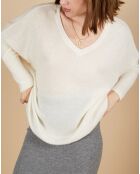Pull poncho 100% Cachemire Emma col v écru