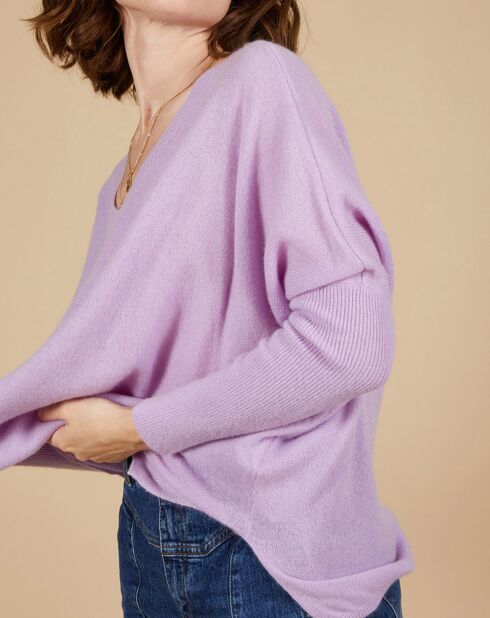 Pull poncho 100% Cachemire Emma col V glycine