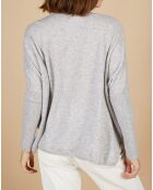 Pull poncho 100% Cachemire Emma col V gris chiné clair