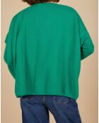 Pull poncho 100% Cachemire Emma col V vert impérial