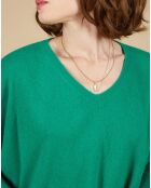 Pull poncho 100% Cachemire Emma col V vert impérial