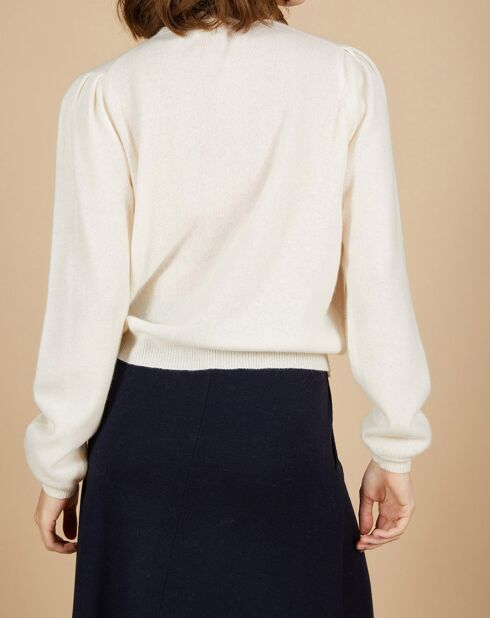 Pull 100% Cachemire Ines col rond tressé écru