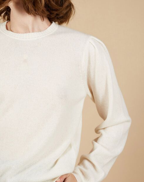 Pull 100% Cachemire Ines col rond tressé écru