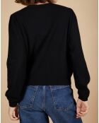 Pull 100% Cachemire Ines col rond tressé noir