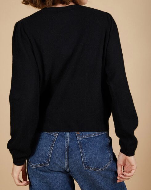 Pull 100% Cachemire Ines col rond tressé noir
