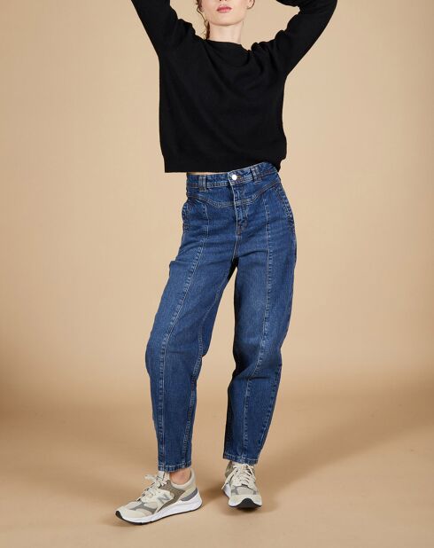 Pull 100% Cachemire Ines col rond tressé noir