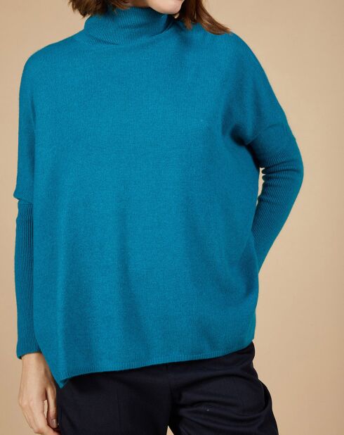 Pull poncho 100% Cachemire Lola col roulé agami