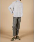 Pull poncho 100% Cachemire Lola col roulé gris chiné clair